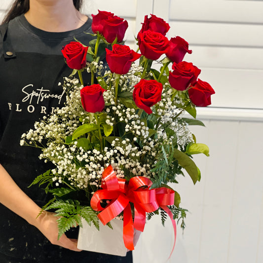 Dozen Red Roses In Ceramic