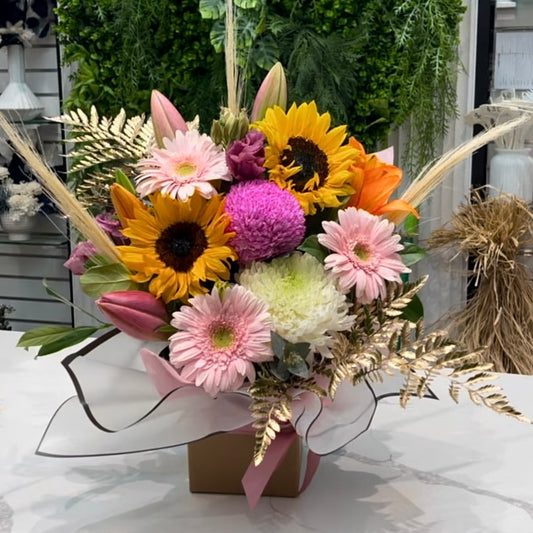 Golden Sunshine Box Arrangement